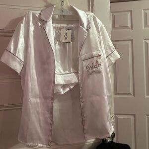 Davids Bridal Bride getting ready satin pj set. NEW never worn before with tags
